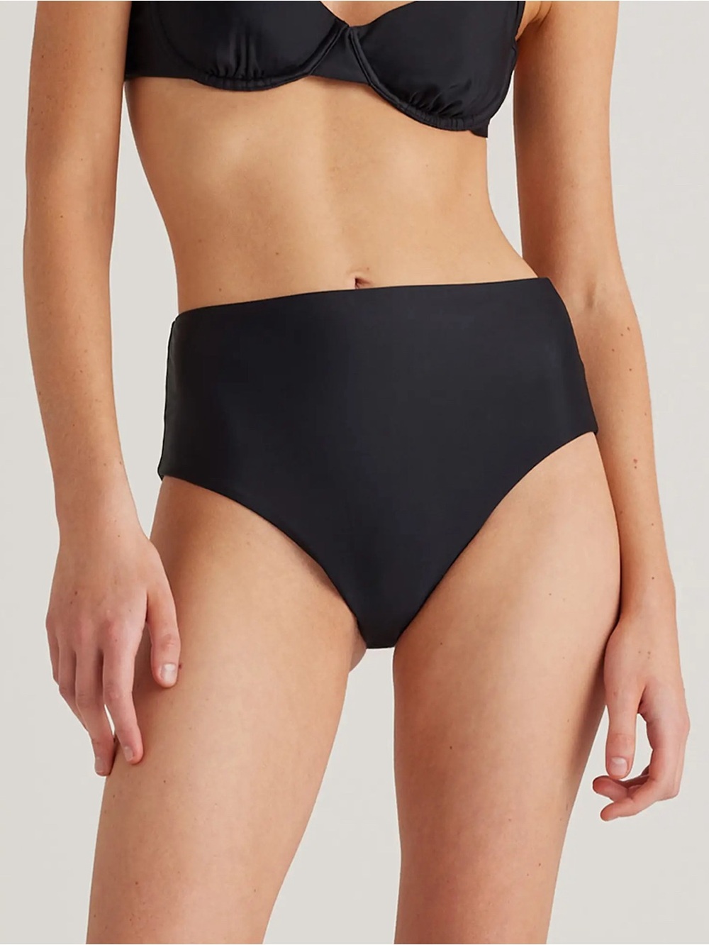 Quince Italian High-Rise Bikini Bottom Size Medium Color Black NEW without Tag